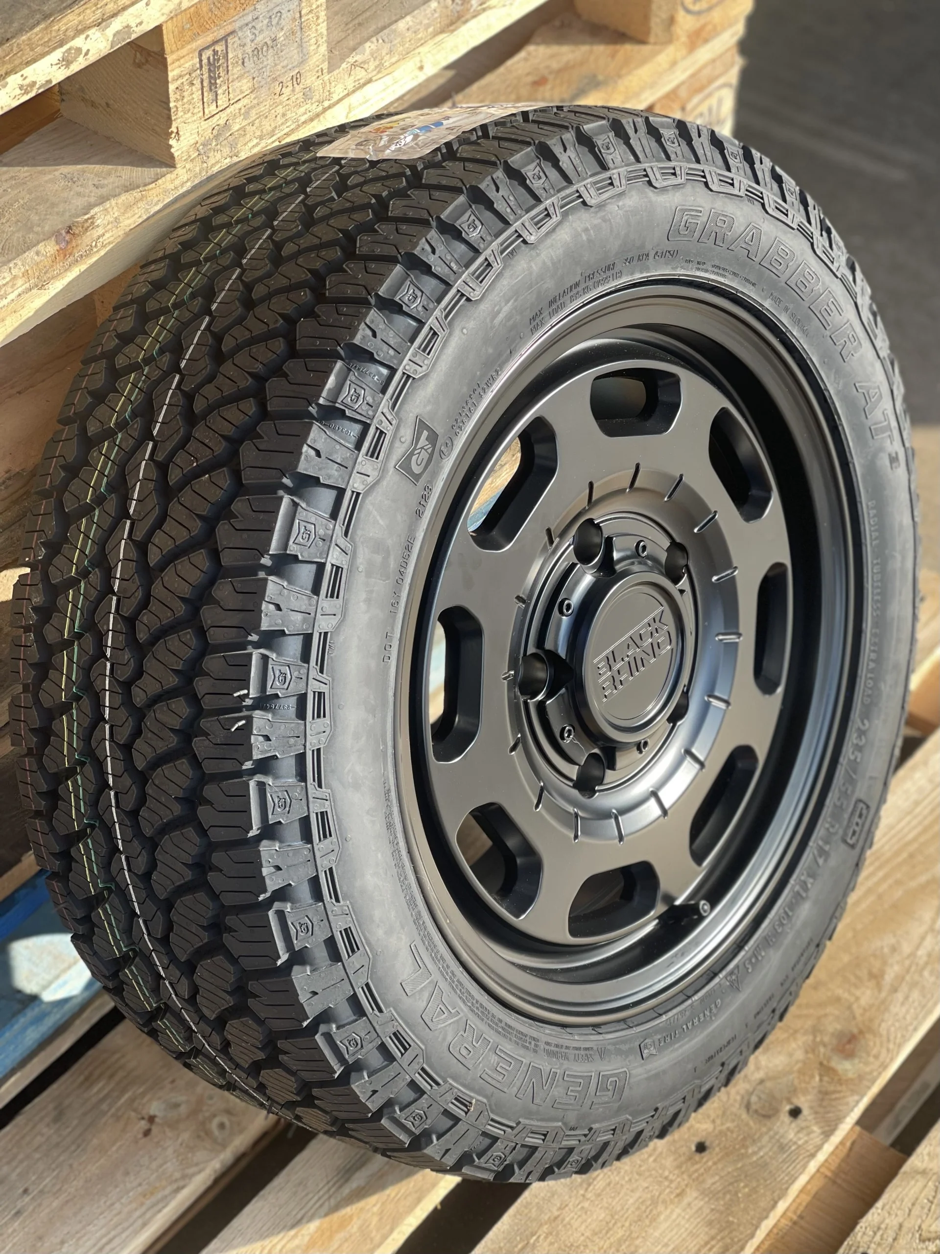 17" Ford Transit Custom Black Rhino Bandolier Alloy Wheels And All Terrain Tyres - Image 2