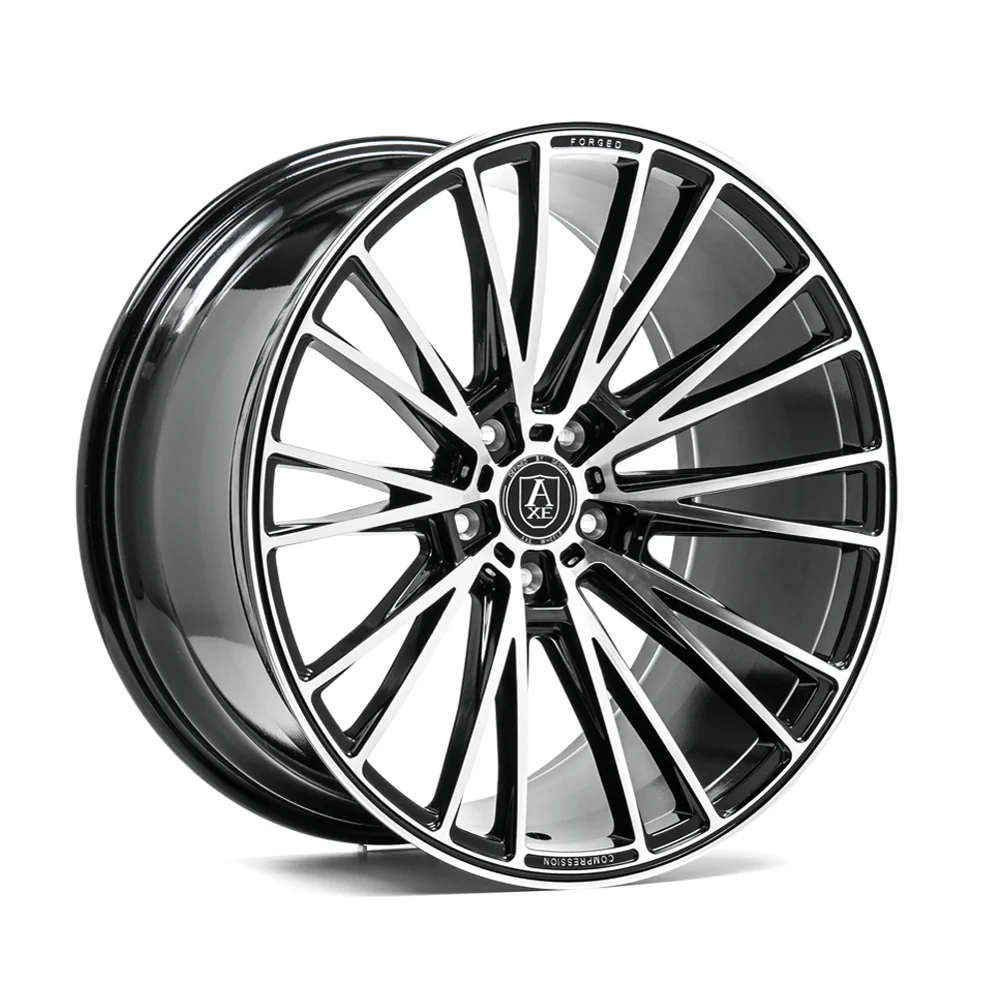 4 x AXE CF2 GLOSS BLACK & POLISHED & 4 x 285/45R22 114W XL DYNAMO HISCEND-H MSU01