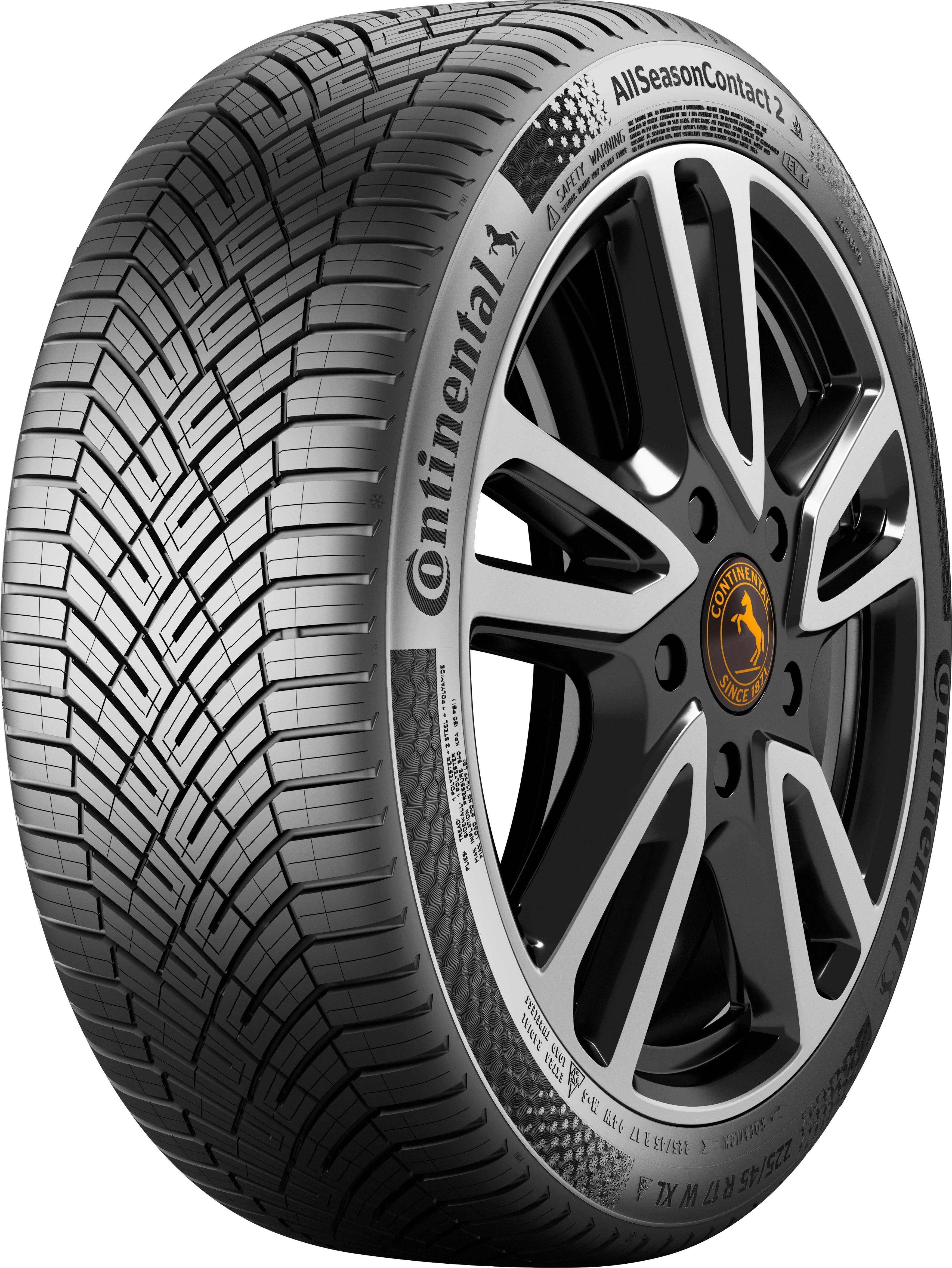 4 x AXE EX44 GLOSS BLACK & 4 x 245/45R17 99Y XL CONTINENTAL FR ALLSEASONCONTACT 2 - Image 2