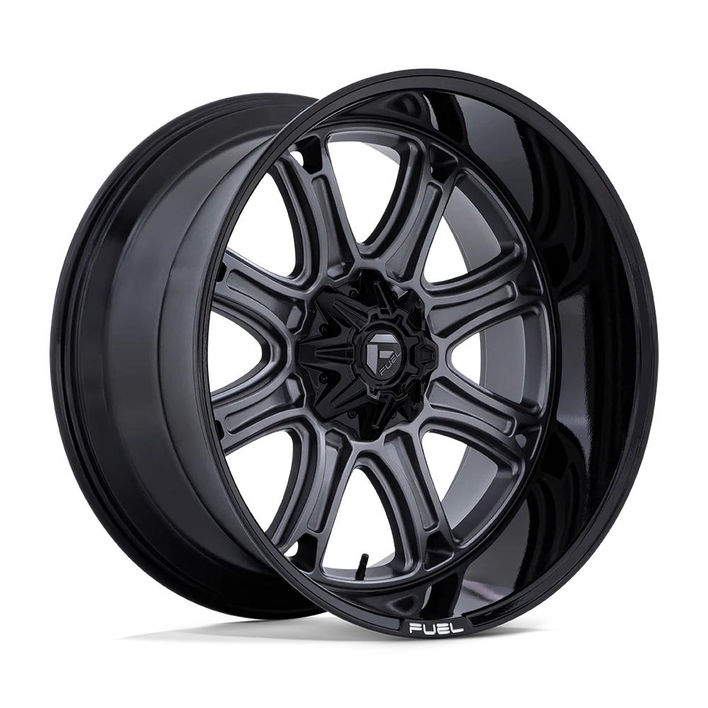 4 x Fuel 1PC DARKSTAR MATTE GUNMETAL W/ BLACK LIP & 4 x 275/45R20 110H XL GENERAL FR GRABBER AT3