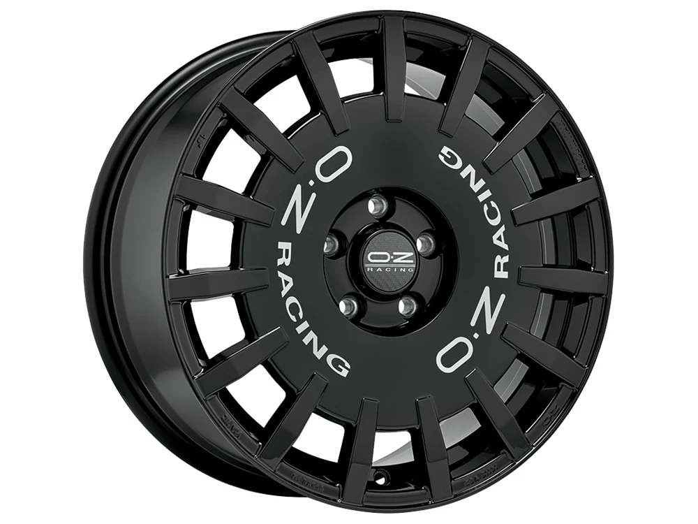 4 x OZ Racing RALLY RACING GLOSS BLACK SILVER LETTERING